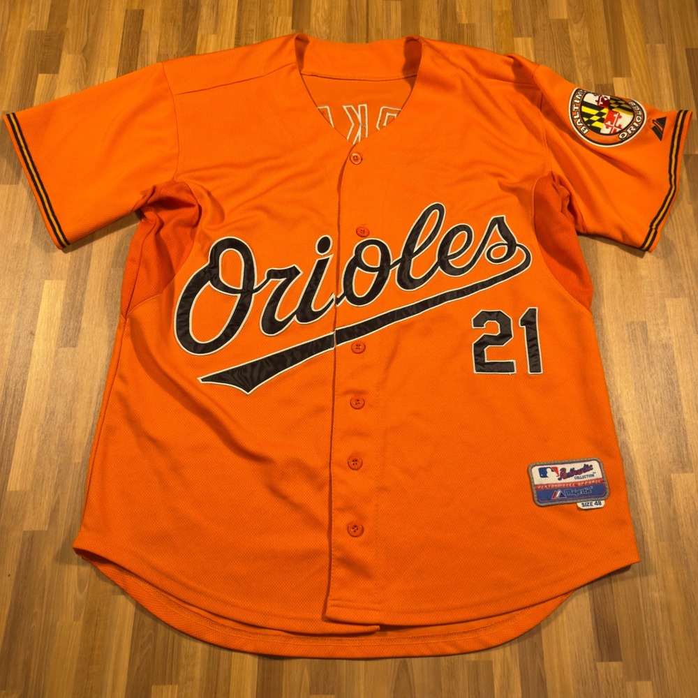 Majestic Nick Markakis Baltimore Orioles Orange Jersey Authentic Size 48 MLB